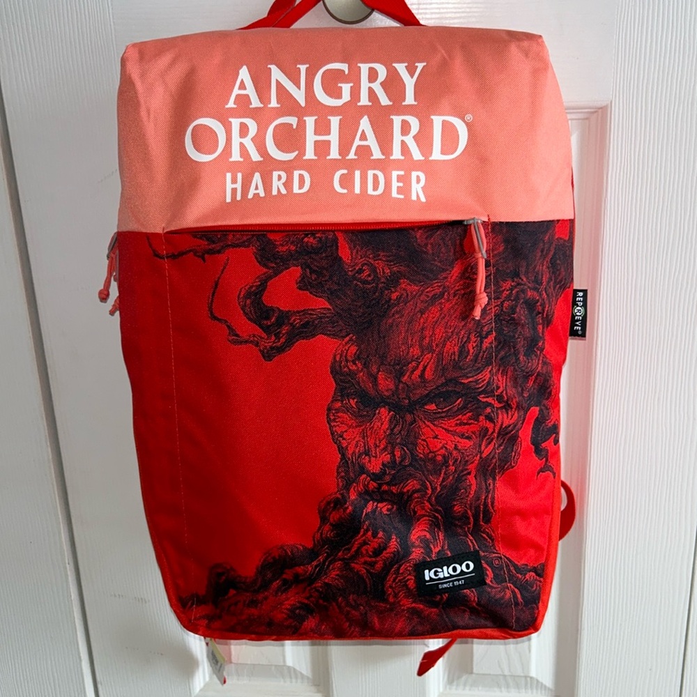 Igloo angry orchard hard cider, insulated backpack.